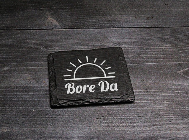 Square Welsh Slate Coaster - 'Bore Da'
